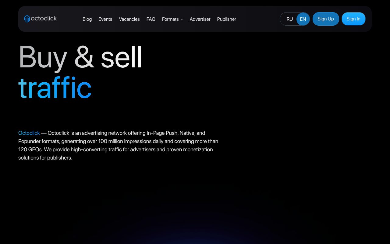 OctoClick website screenshot
